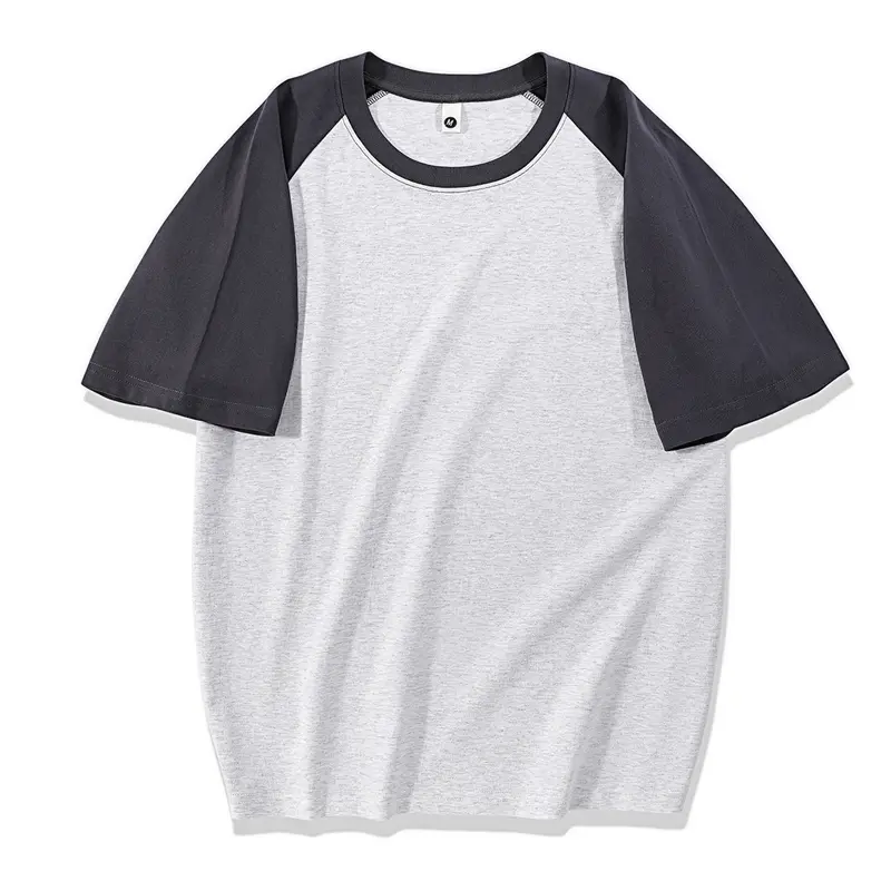 Men’s 100% cotton short-sleeve T-shirt with color blocking at the shoulders, regular fit, casual crew neck—summer fashion everyday top for men