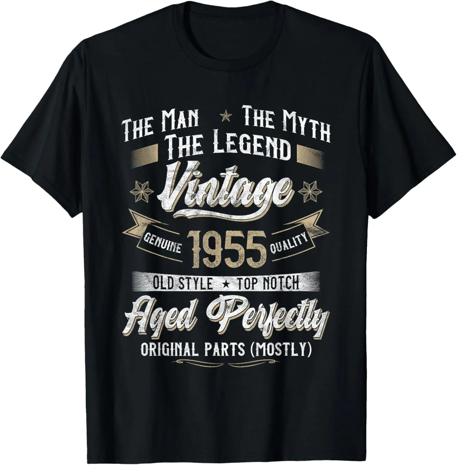 Vintage 1955 T-Shirt, Funny 70th Birthday Gift for Men, Women's Soft 100% Cotton Graphic Top, Casual Short Sleeve