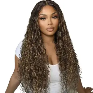 LIVE SALE】Unice Highlight Balayage Water Wave Wig 7x5 Lace Closure Human Hair Wigs with Drawstring Pre-Bleached Knots Glueless Lace Wig