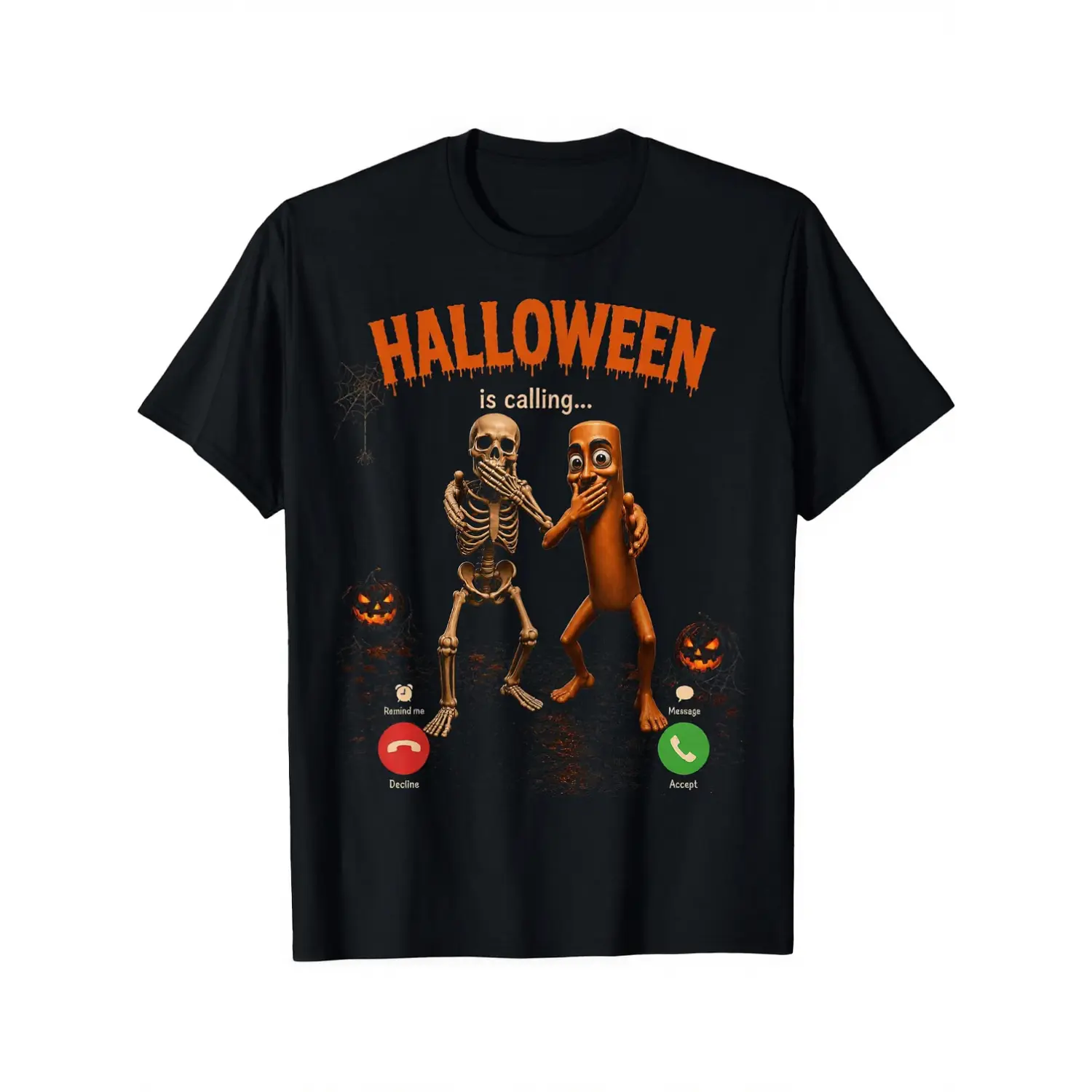 100% Cotton Tung Sahur Skeleton Halloween is Calling Scuba Dance Meme T-Shirt Unisex Clothing Streetwear