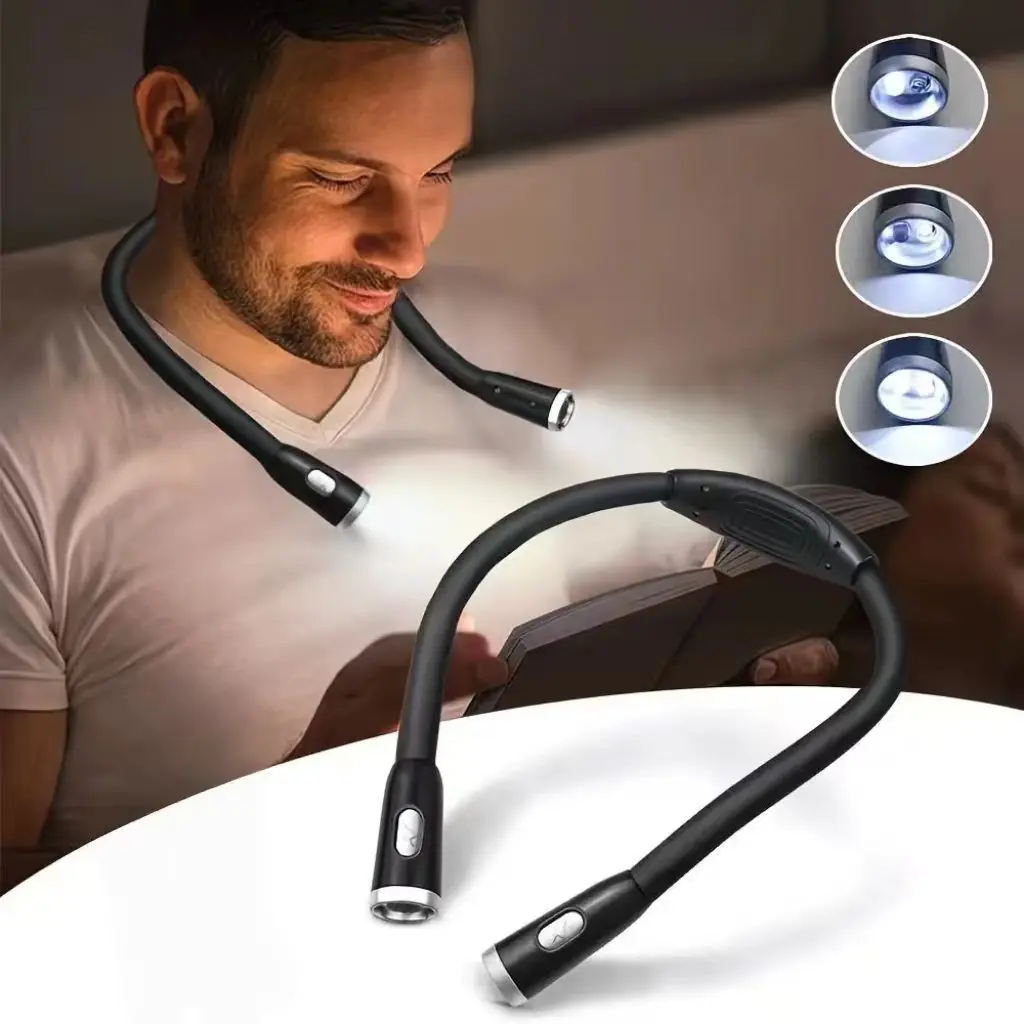 Adjustable LED Reading Night Light, Bedroom Lighting, Bedside Lamp, Eye-Care Neck Hanging Light, LED Nightlight, LED Night Lights, USB Charging or Aaa Battery Powered