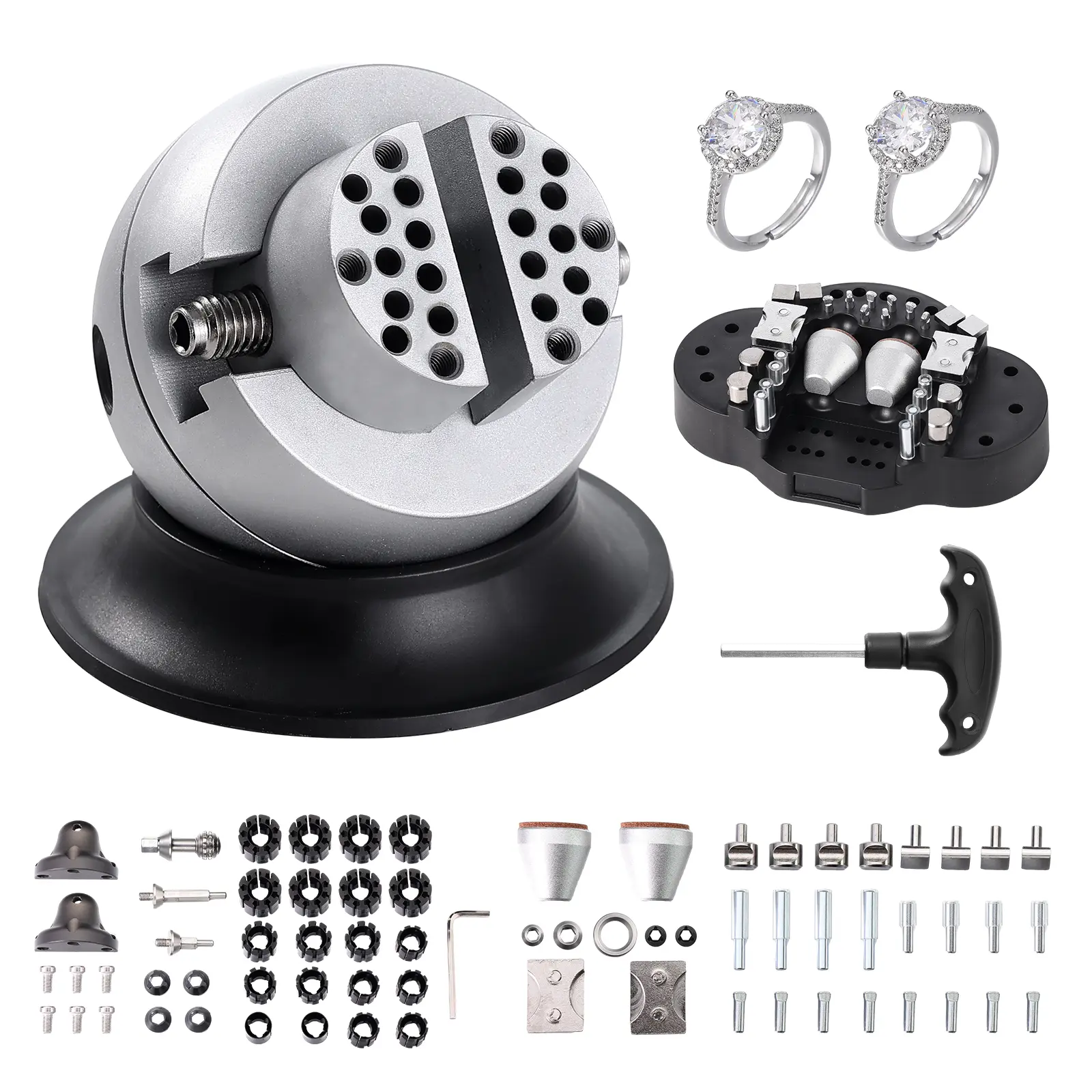 【Summerfinds】VEVOR Ball Vise 3" Engraving Setting Tool360° Rotation Engraving Block Vise70 PCS Attachment Jewelry Engraving Block Tools Standard Block for Gemstone Inlay and Small-Scale Engraving