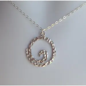 Hammered Circle Pendant Necklace - Silver Circle Necklace, Sterling Silver Necklace, bridesmaid gifts, Christmas Gift