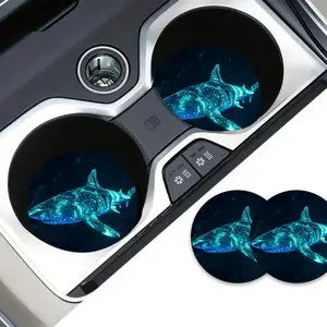 2-Pack EVA Shark Car Cup Holders - 2.75" Deep Sea Aquarium Drink Coasters, High-Quality Interior Decor & Gift Set, Car Interior Accessory, Christmas Car Accessories