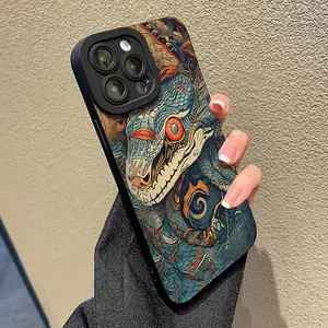 Creative Python Pattern Design Phone Case, Shockproof Phone Protective Cover, Phone Accessory Compatible with iPhone 11 12 13 14 15 16 Pro Max