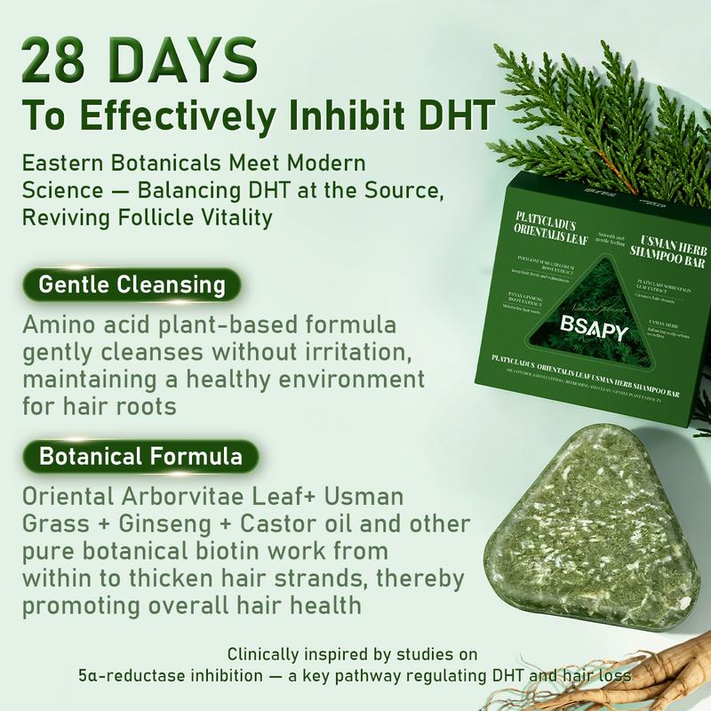 【Buy 1-get 1 free】BSAPY Anti Hair Loss Shampoo Bar 120g - DHT Blocker with Polygonum Ginseng & Tea Tree for Thinning Hair Sulfate-Free Herbal Hair Growth Conditioner