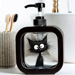 Cute Soap Dispenser - Cartoon Cat-shaped Design with an Adorable Black and White Face, a Moisturizing Hand Soap Pump Bottle, Perfectly Suitable for Kitchen Sinks and Bathroom Decor