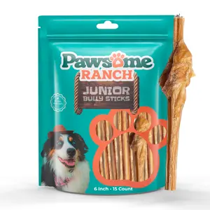 6" Junior Bully Sticks – 15 Count | Natural Beef Bladder Dog Treats