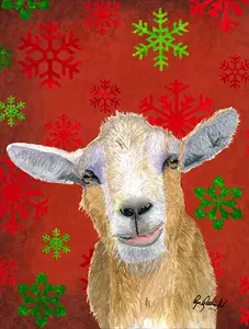 Carolines Treasures  Red Snowflakes Goat Christmas Flag Canvas House Size