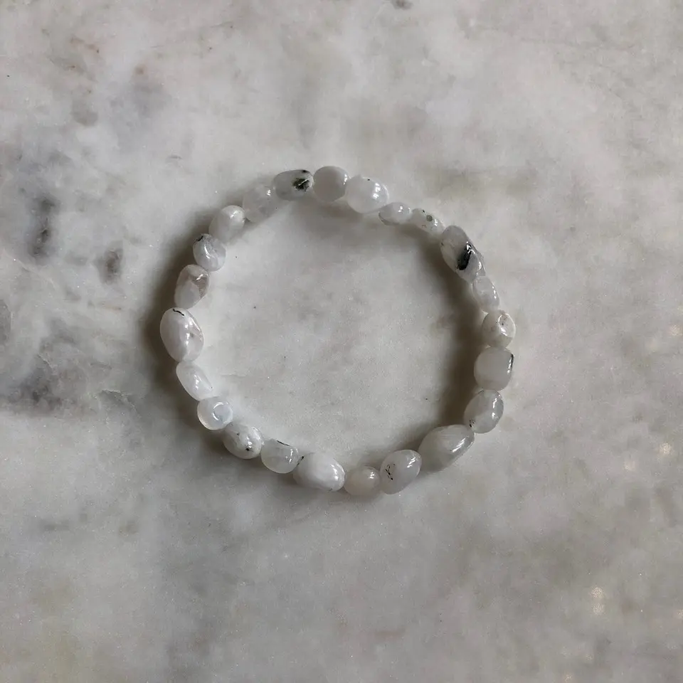 Rainbow Moonstone Pebble Stretchy Bracelet (5-6mm)