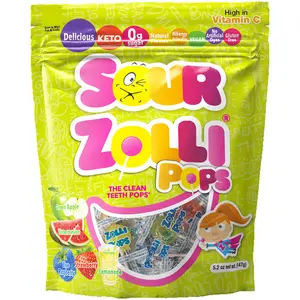 Zollipops Sour Assorted Fruit 5.2oz Pouch Delicious, Zero Sugar, Sugar Free, Vegan, KETO, Gluten Free, Allergy Friendly, No Artificial Dyes, Kosher, Clean Teeth Candy Sweet Snack