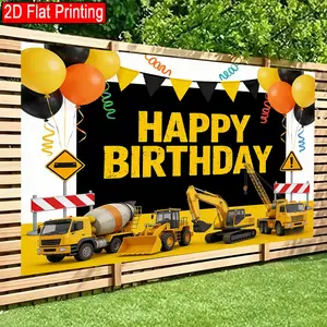 2D Flat Backdrop banner Construction Crew A Fun Kids’ Birthday Bash Perfect for Birthday/ Festival/ Party, Seasonal Decoration, Home Decoration, Room Decoration, Supplies/ Gift Decoration Background