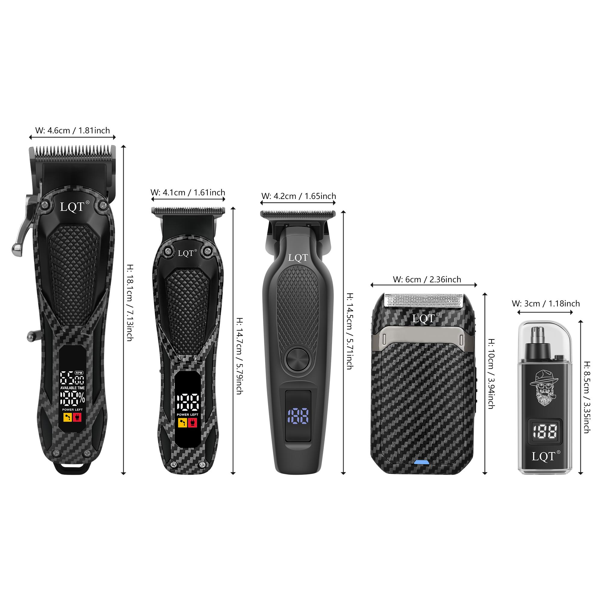 LQT 5-in-1 Professional Barber Kit, Hair Clipper, T-Trimmer, Detail Trimmer, Electric Shaver & Nose Hair Trimmer Set, Cordless LED Digital Display, USB Rechargeable, Crafting Refined Enhancements Haircut, salon at home,  Gift