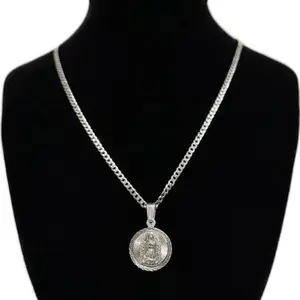 Virgin Mary medal with 3mm Cuban chain, both 925 silver
