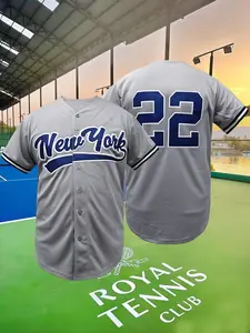 Men's New York Embroidered Baseball Jersey, Casual Short Sleeve V Neck Baseball Shirt, Breathable Button Front, Unisex Outdoor Sports Wear,Casual Wear