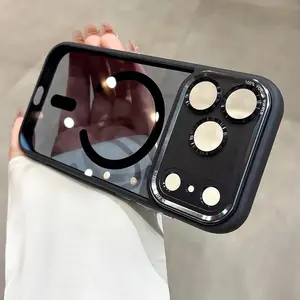 Luxury Magnetic Metal Lens Bumper Protection Case For iPhone 17Air 17 16 15 14 13 12 11 Pro Max 16Plus Wireless Charge Hard Clear Cover