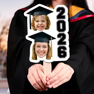 Personalized Photo Then Vs Now Graduation Fan, Class of 2026 Graduation Celebration Photo Fan, Handheld raduation Fan, Custom Gift for Her