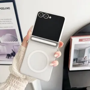 Luxury Matte Transparent Protective Phone Case for Samsung Galaxy Z Flip7, Wireless Charging Support, Magnetic Hinge Cover, Anti-Slip Folding Design, Casing