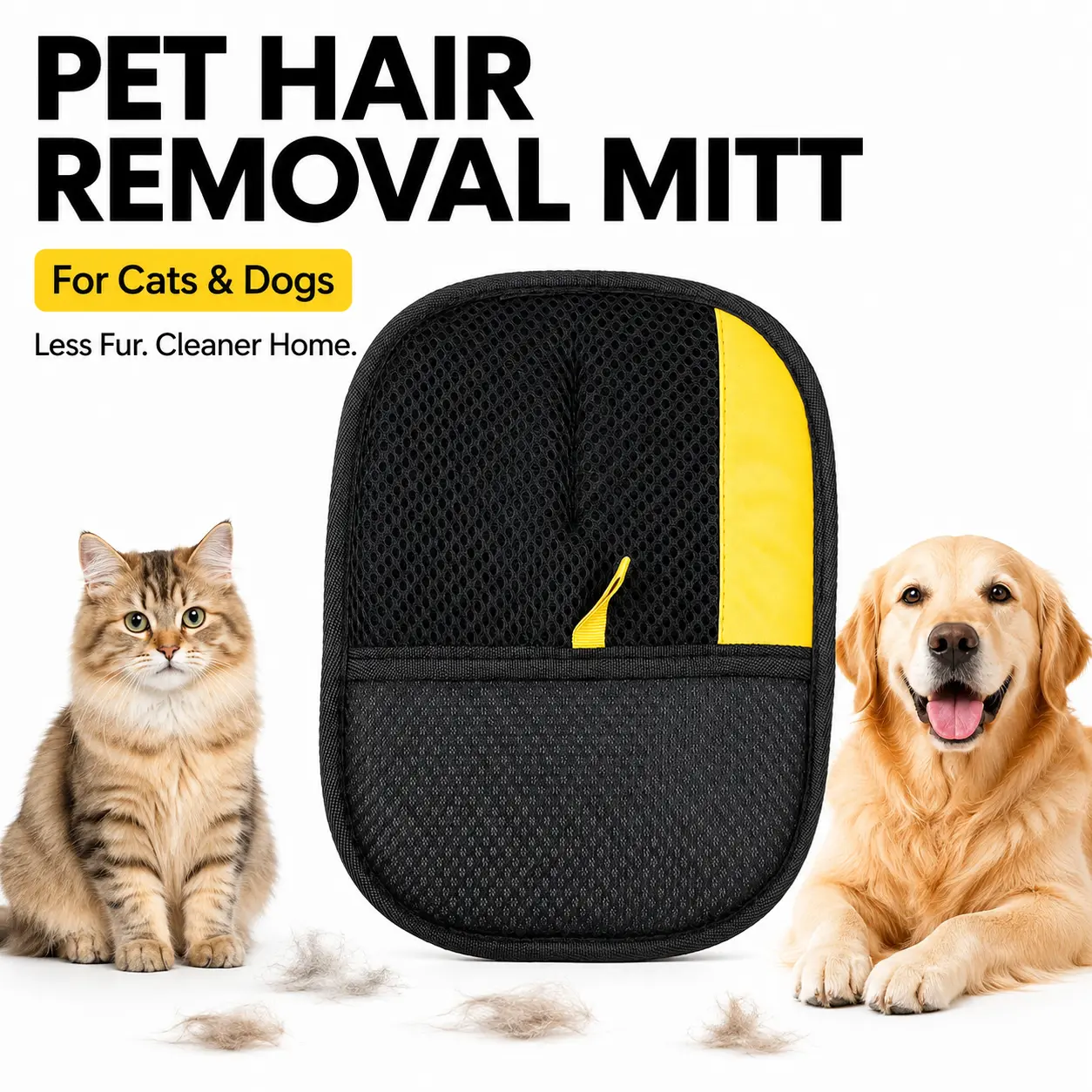 Double-Sided Pet Hair Removal Mitt for Dogs & Cats, Reusable Easy-Cleaning Grooming Glove for Loose Fur Removal from Sofas, Clothing