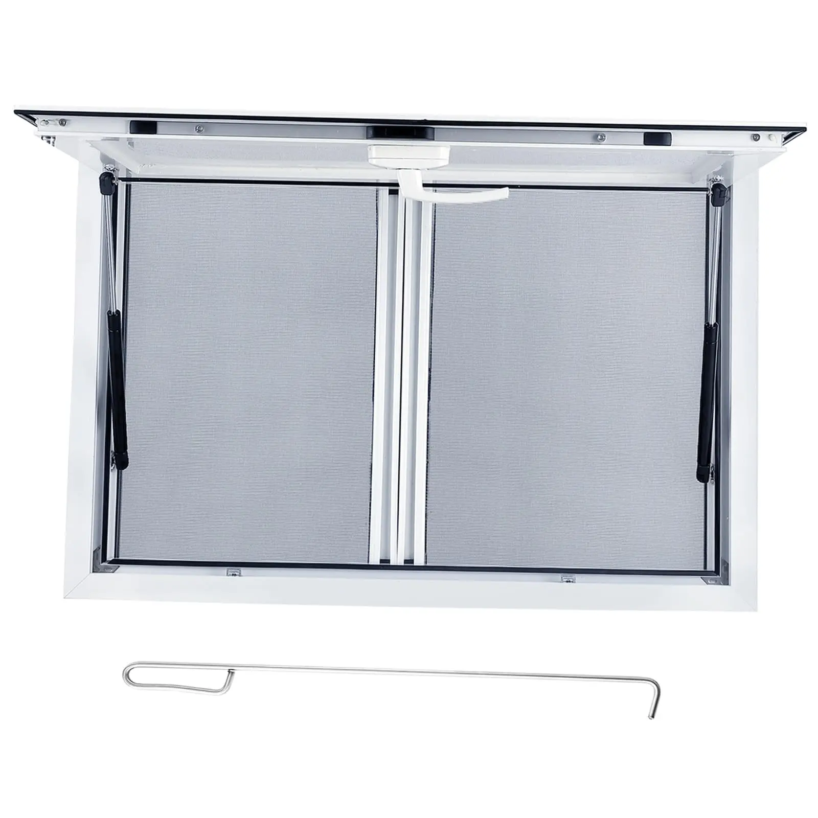 GARVEE Aluminum Alloy Food Truck Service Concession Windows with 2 Horizontal Sliding Screen Windows and Awning Door, Available in Various Sizes Including 36"x36", 60"x40", and 53"x33"