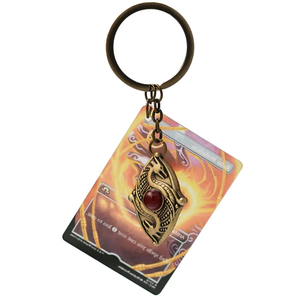 MTG Ruby Medallion Acrylic Keychain with Metal Pendant MTG Tabletop Gaming Accessories