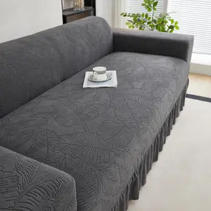 Leaf Pattern Stretch Sofa Cover with Skirt, 1 Count Soft Comfortable Elastic Sofa Slipcover, Dustproof Sofa Protector for Home Living Room Office