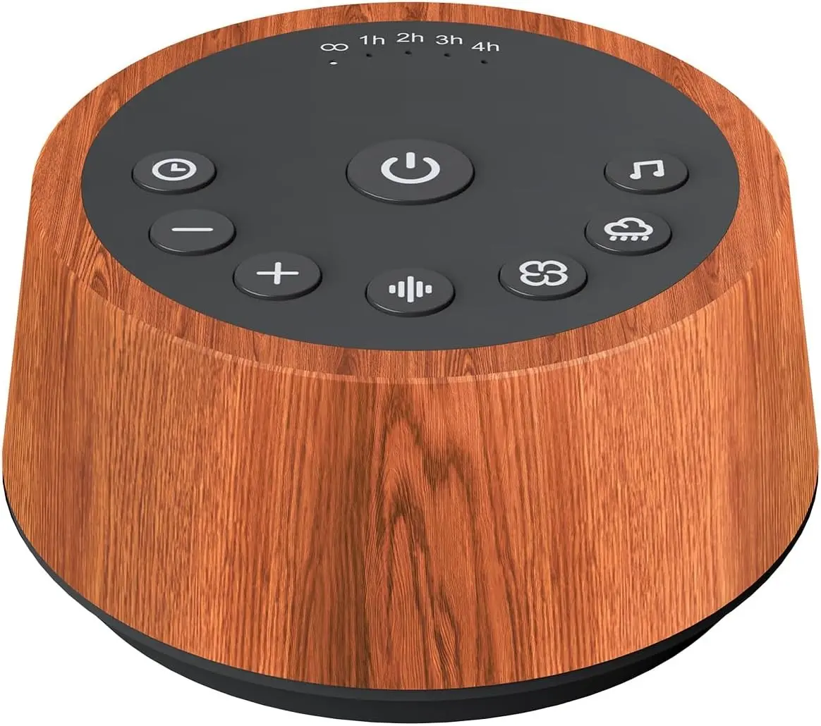Wood Finish White Noise Machine - 25 Soothing Tones, 32 Volume Levels, 5 Timers, 4 Categories, Memory Func., Sound Therapy for Home Use
