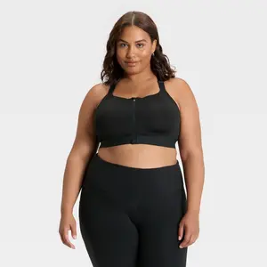 Women's High Support Front Zip Bra - All In Motion Black 44C