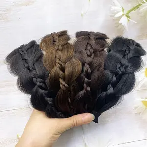 Women's Elegant Braided Headband, Wide Messy Braided Headband With Teeth Synthetic Hair Plaited Headband High Elasticity Braids Fishtail Braided Trendy Gorgeous Natural Braided Headband Chic All-match Hair Hair Band Hairpiece for Hairstyle Decor