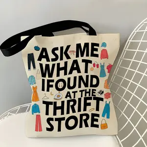 Vintage Themed Fun Accessory, Durable Space-Friendly Design, Perfect for Thrifting, Shopping, Daily Use, Fashion Enthusiasts, Minimalist Tote Bag, Fashionable Shopping Bag
