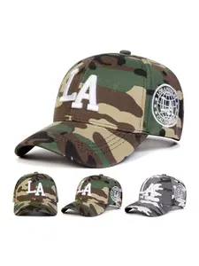 Unisex La Camo Camouflage Pattern Baseball Cap, Adjustable Sun Protection Hat, Outdoor Travel Beach Vacation, Casual Fitted Letter Pattern