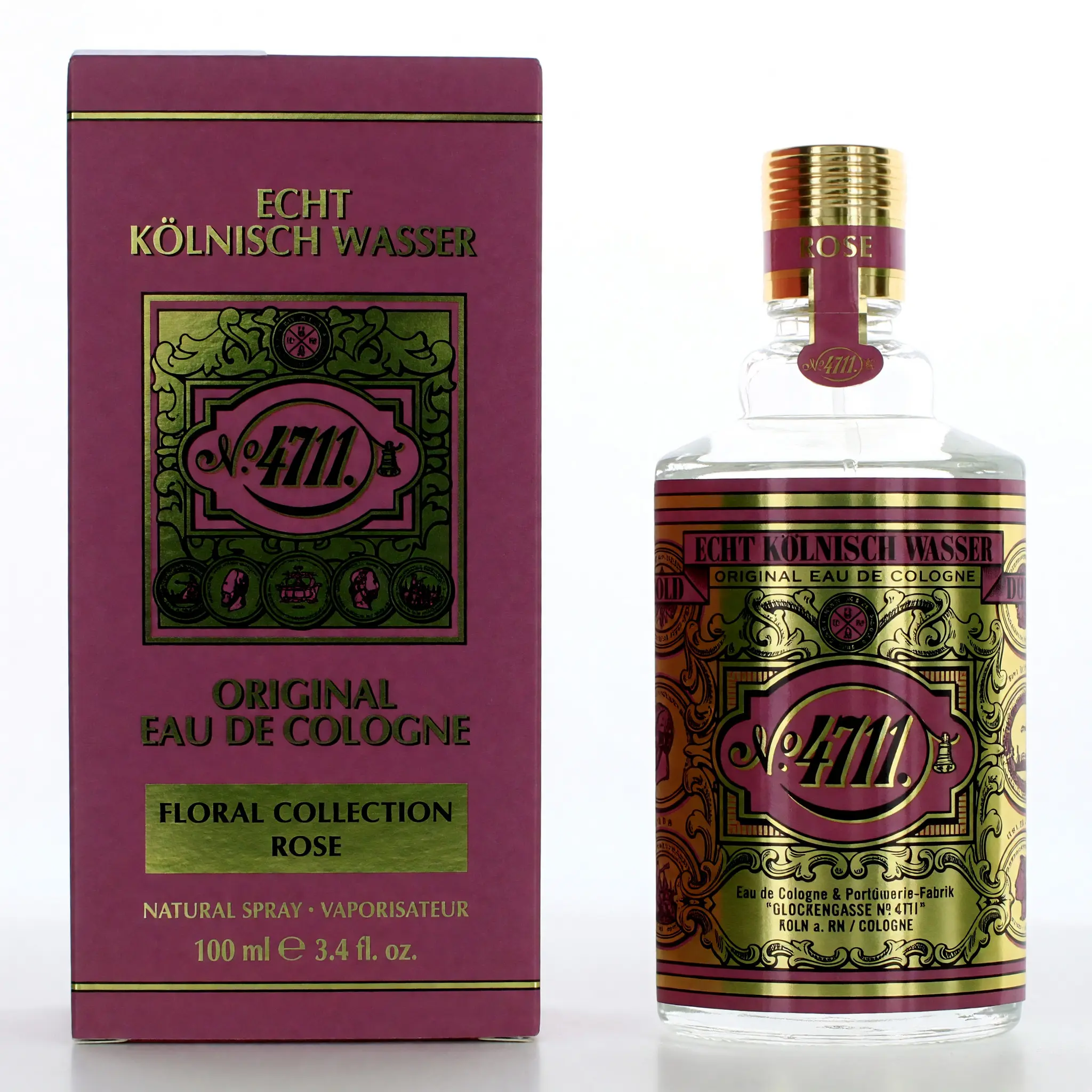4711 Rose Eau De Cologne, Unisex Fragrance with Floral, Musk & Wood Notes, 3.4 oz Spray Bottle