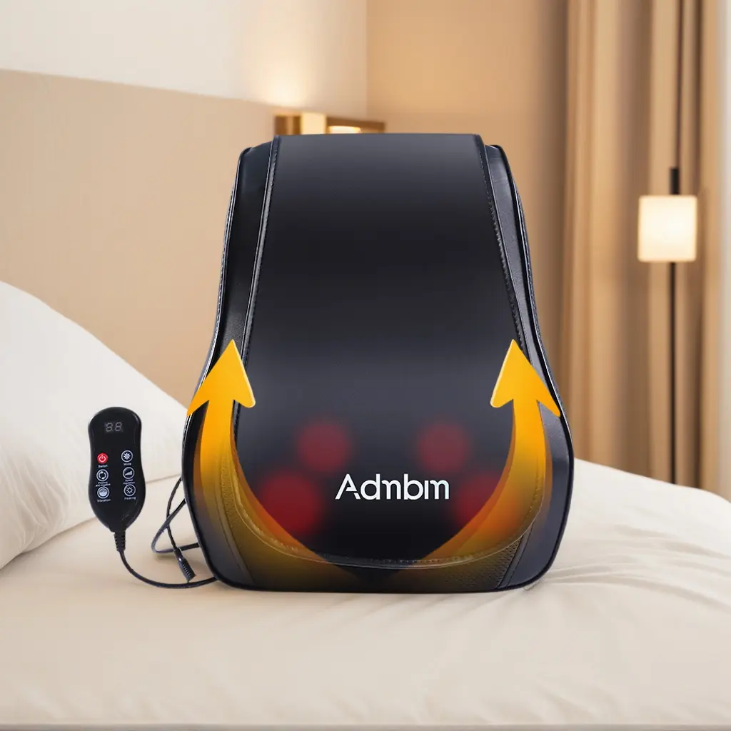 Admbm Rechargeable Back Massager with Heat Shiatsu Neck Massager for Pain Relief Deep Tissue 4D Kneading Massage Pillow for Neck Shoulder Leg Waist and Abdominal Comfort Back Massager Therapy