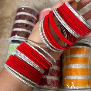 Elegant 2.4 Size Bridal Velvet Metal Bangles Set (38 Pcs) - Silver Adjustable Bangle, Casual Trendy Jewelry, Cubic Zirconia Fashion Bracelet Accessory