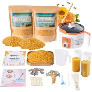 Beeswax Candle Making Kit, 2LB Beeswax Candle Making Supplies with Electric Wax Melter,   Beeswax Pellets for Lip Balm, Lotion, Furniture Polishing & Soap Making Ideal for  Craft