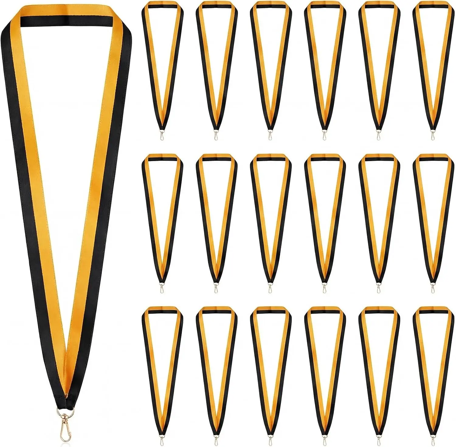 30 Pieces Award Ribbon Medal Ribbons Neck Ribbons for Medals Flat Medal Lanyards Ribbon Lanyard with Snap Clips for Competitions Sports Meeting Party Student Awards