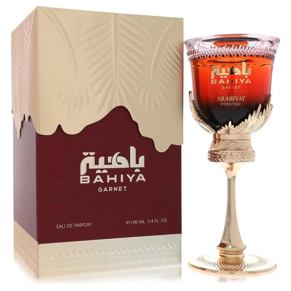 Arabiyat Prestige Bahiya Garnet Eau De Parfum (3.4 fl oz) for Women, Elegant Floral Arabian Amber Musk Fruity EDP Liquid Perfumes, Single Item, Bergamot Coconut Amber, Fragrance Scent