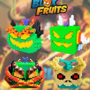 Blox Fruits Dragon Green Super Blox Fruits Devil Fruit Assembly Model Building Kits - Fruits Building Blocks Series - Small Particle Ornaments for Creative Assembly and Decoration