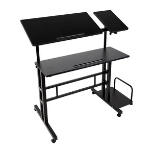 Mind Reader Mobile XL Sitting and Standing Workstation Desk