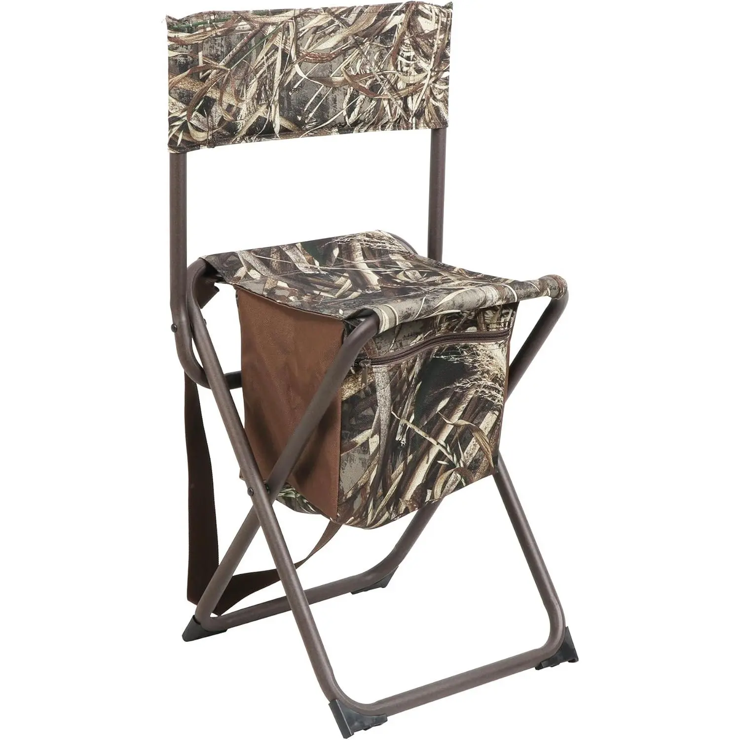 Camouflage Folding Outdoor Chair with Backrest - Lightweight Stool with Storage Pocket, Supports 225 lbs, for Fishing, Camping, Hunting Fishing Chair