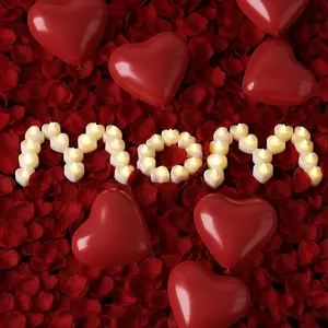 Mother’s Day “For Her” Décor Set: 1000 silk rose petals, 30 red heart balloons & 24 flameless heart tea lights. Create a warm welcome along hallways, breakfast trays, bathroom spa setups, or bedroom surprises. No wax, no smoke, pet-safe.