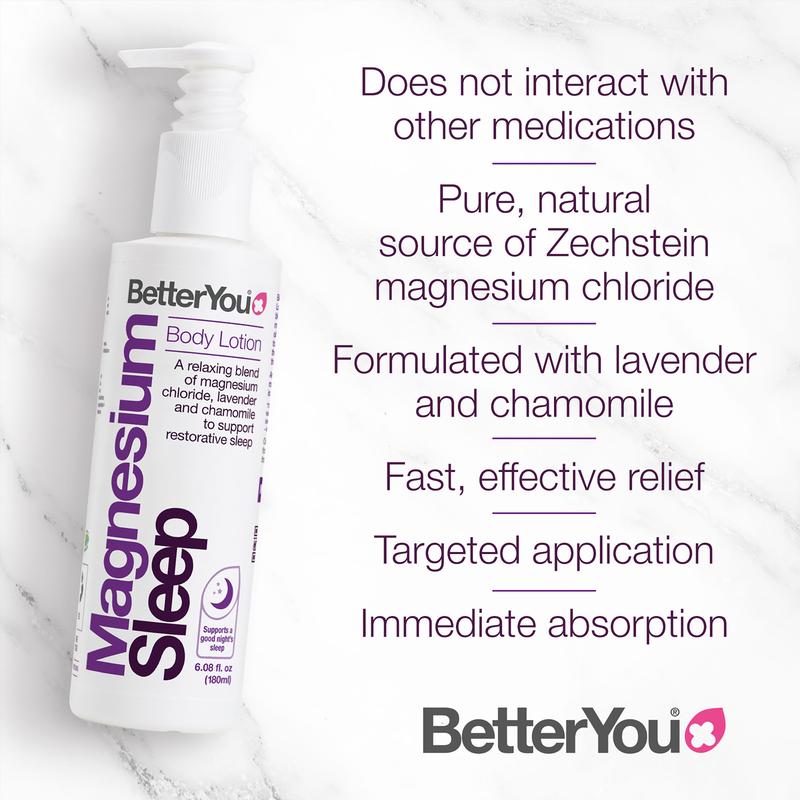 BetterYou Magnesium Sleep Body Lotion, Sore Muscle Relief - 6.08 oz