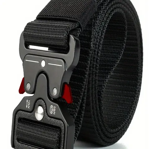 Minimalist Outdoor Solid Nylon Belt with Buckle for Spring, 2024 New Trendy Quick Release Waistband for Men & Women, Matching Adjustable Waistband for Summer Vacation Hiking, Climbing, Camping, Adjustable Ratchet Belt, Easy Adjustable Belt