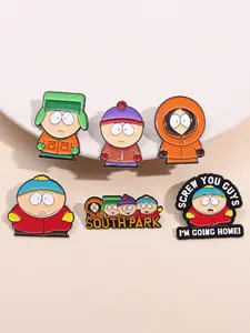 6Pcs Cartoon Anime Cute Character Brooch Set, Fashion Accessory, Zinc Alloy Enamel Material, Retro Classic Design, Unisex Casual Accessories Gift