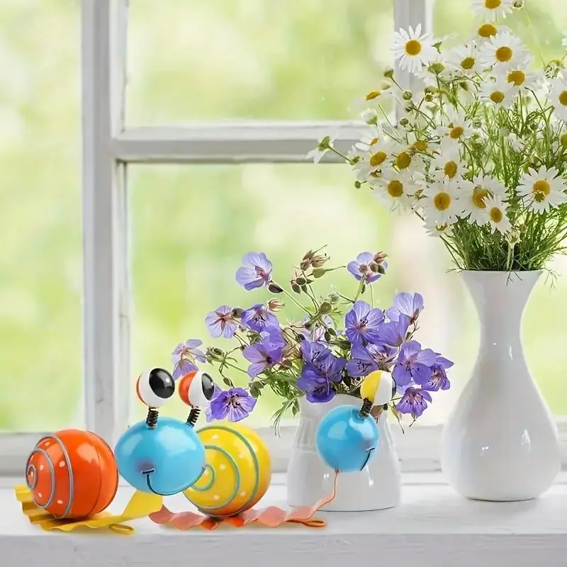 Metal Snail Sculpture, Colorful Decorative Garden Decor, Indoor & Outdoor Yard Art, Cute Insect Design, Durable Metal Craftsmanship, Garden Sculptures