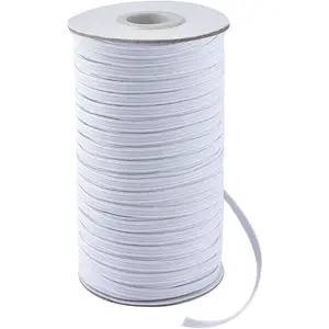 100 Yards Length 1/4" Width Flat Elastic Bands Heavy Stretch Knit Elastic Cord Rope Spool for Sewing DIY Projects Arts & Crafts (White, 1/4 Inch)