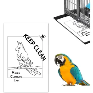 Bird Cage Paper Liners, 100pcs Disposable Pre-Cut Large Liners for Parrot, Parakeet, Conure, Cockatiel, 17 X 11 inch, White