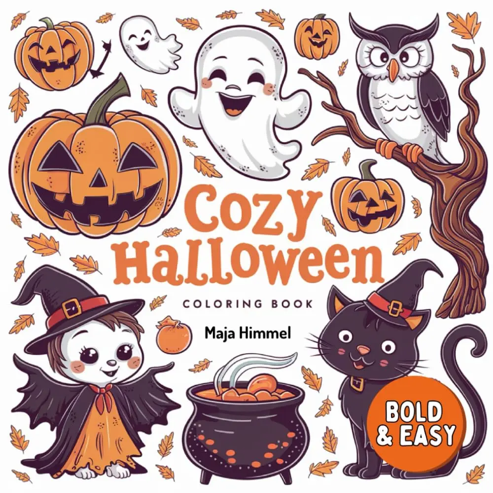 Halloween Bold and Easy Coloring Book: Cute and Simple Designs for Kids, Teens & Adults: Featuring 40 Simple Designs (Ghost, Pumpkin, Witch, Haunted House, Vampire, and More) to Color and Relax