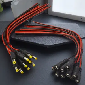 12V DC Power Adapter Set - 5/20/50 Pcs Options, 5.5x2.1mm Male-Female Plug Connectors for LED Strip Lights & CCTV Camera Installation, Universal Wiring Tools Compatible with Multiple Devices