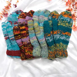 HandKnit Wool Mittens , Cozy Winter Gloves Soft & Warm Handmade Gift for Her Fleece Lined Winter Accessory Ethically Sourced Slow Fashion Sustainable Fashion